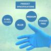 PackagingSuppliesByMail PSBM Industrial Nitrile Extra Thick Disposable Gloves, 1000 Pack, Size Small, Blue, Textured Fingertips, Latex Free & Powder Free Multi-Use Gloves view 3