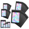 120 PCS Smell Proof Mylar Bags Resealable Holographic Packaging Pouch with Clear Window for Food Eyelash Jewelry Candy Electronics Storage, 4 Sizes (Black) (BLACK) view 1