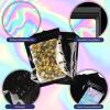 120 PCS Smell Proof Mylar Bags Resealable Holographic Packaging Pouch with Clear Window for Food Eyelash Jewelry Candy Electronics Storage, 4 Sizes (Black) (BLACK) view 3