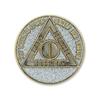 1 Year Sobriety Coin | Glitter Triplate AA Chip Recovery Anniversary Token (Silver) view 2