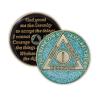 1 Year Sobriety Coin | Glitter Triplate AA Chip Recovery Anniversary Token (Blue)