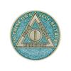 1 Year Sobriety Coin | Glitter Triplate AA Chip Recovery Anniversary Token (Blue) view 2
