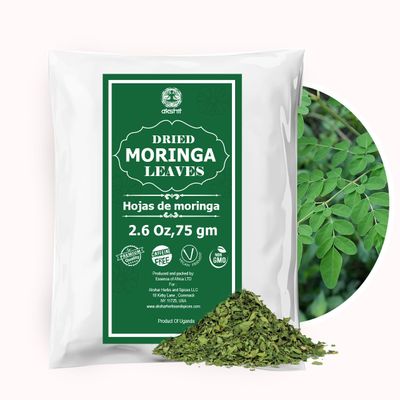 2.6oz Dried Moringa Leaves, Hojas De Moringa Secas, Dried From Fresh Green Leaves, 100% Natural Oleifera Leaf Tea, Non GMO, Caffeine Free. by Akshit.