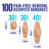Nexcare Duo Bandages, Painless Removal, Strong Adhesive Bandages Stay on for 24 Hours, Flexible Fabric Construction - 100 Pack Assorted Sizes view 2