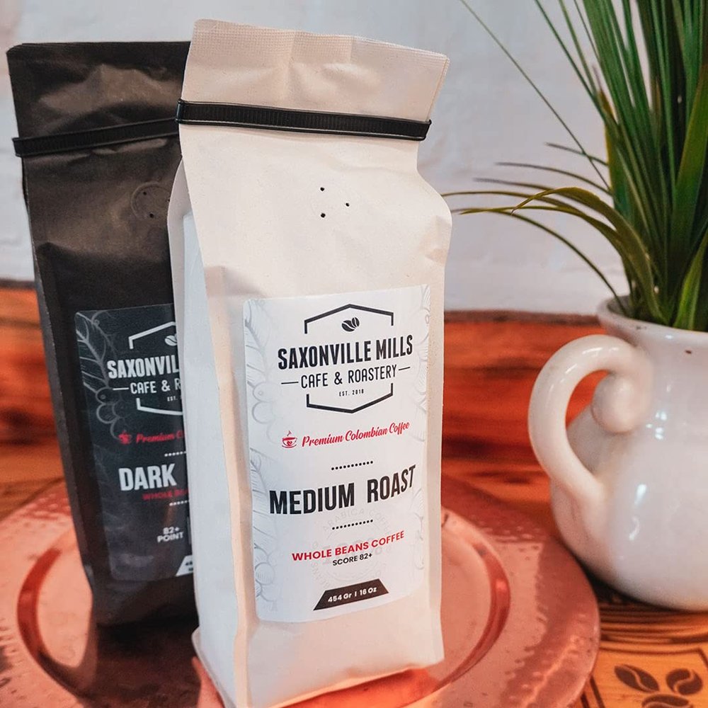 Colombian Coffee, Medium Roast - Whole beans Coffee, Fresh Roasted Coffee, 100% Arabica Colombian Coffee (1 LB),(5.00) - Saxonville Mills Coffee
