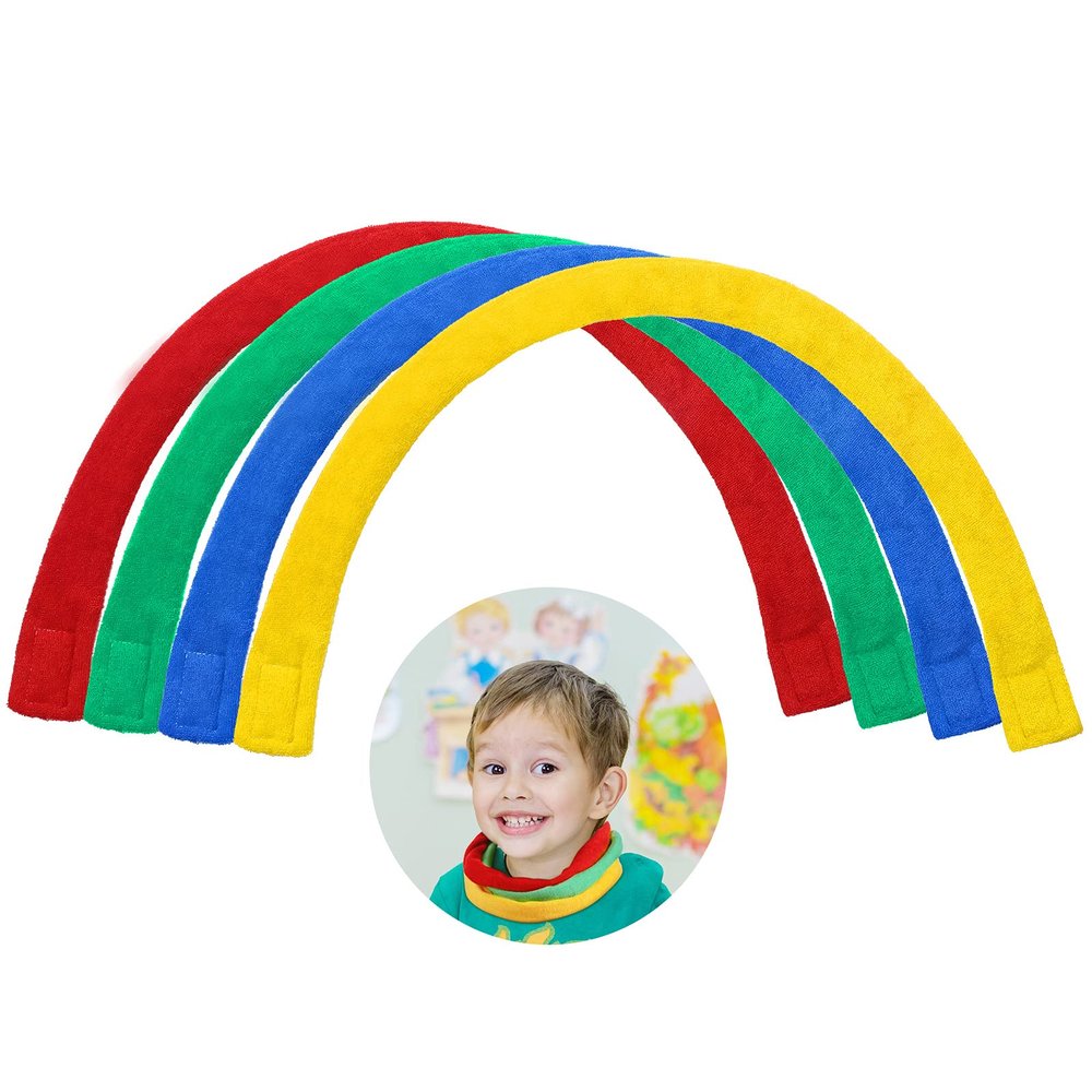 4 Pieces Chew Necklaces for Sensory Kids, Teething Chewy Cloth Necklaces Fabric Soft and Absorbent Alternative to Chewing Clothing for Boys Girls, Reusable, Washable