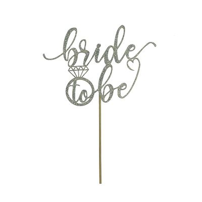 BMINJIE Silver Glitter Bride to Be Cake Topper for Bridal Shower Wedding Shower Engagement Bachelorette Hen Party Decorations
