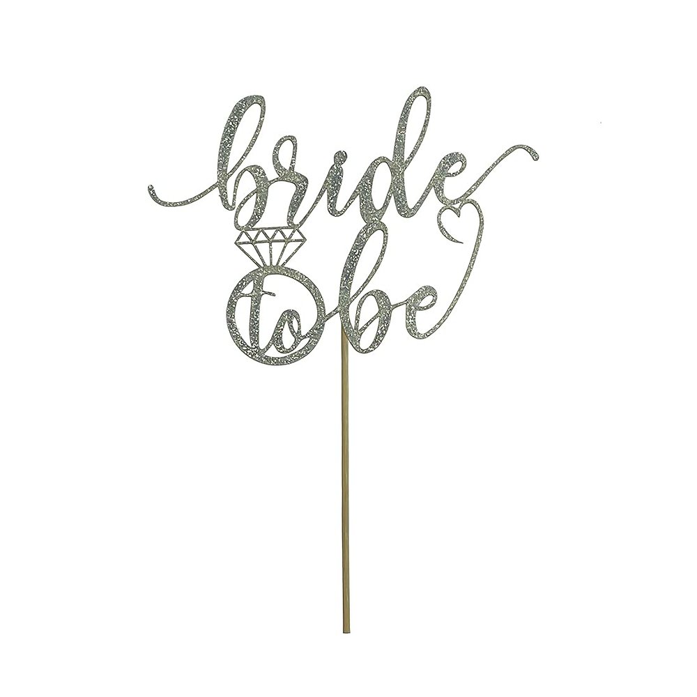 BMINJIE Silver Glitter Bride to Be Cake Topper for Bridal Shower Wedding Shower Engagement Bachelorette Hen Party Decorations
