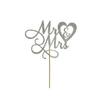 BMINJIE Silver Glitter Mr and Mrs Cake Topper - Wedding, Engagement, Wedding Anniversary Cake Toppers Decorations view 1