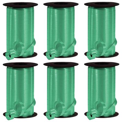 PMU 6 Pcs Curling Ribbon Emerald Green -Crimped Texture Curling Ribbons for Gift Box Wrapping, Florist Flowers, Birthday Party Decorations, Festival Art Craft &Christmas Dcor - 3/8 Inch X 250 Yards