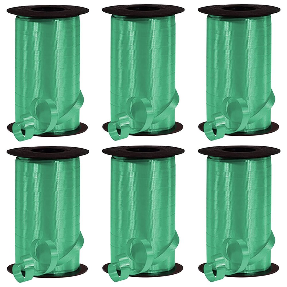 PMU 6 Pcs Curling Ribbon Emerald Green -Crimped Texture Curling Ribbons for Gift Box Wrapping, Florist Flowers, Birthday Party Decorations, Festival Art Craft &Christmas Dcor - 3/8 Inch X 250 Yards