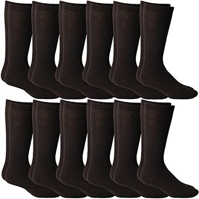 Yacht & Smith 12 Pairs Of Mens and Womens Diabetic Neuropathy Edema Socks, Cotton Crew, Ankle Medical Sock, Size 10-13