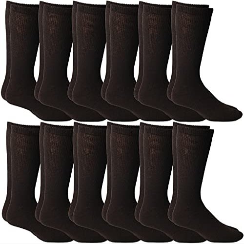 Yacht & Smith 12 Pairs Of Mens and Womens Diabetic Neuropathy Edema Socks, Cotton Crew, Ankle Medical Sock, Size 10-13