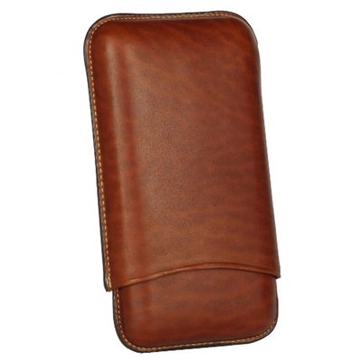 Martin Wess Leather Cigar Case for 3 Cigars in Robusto Format Natural