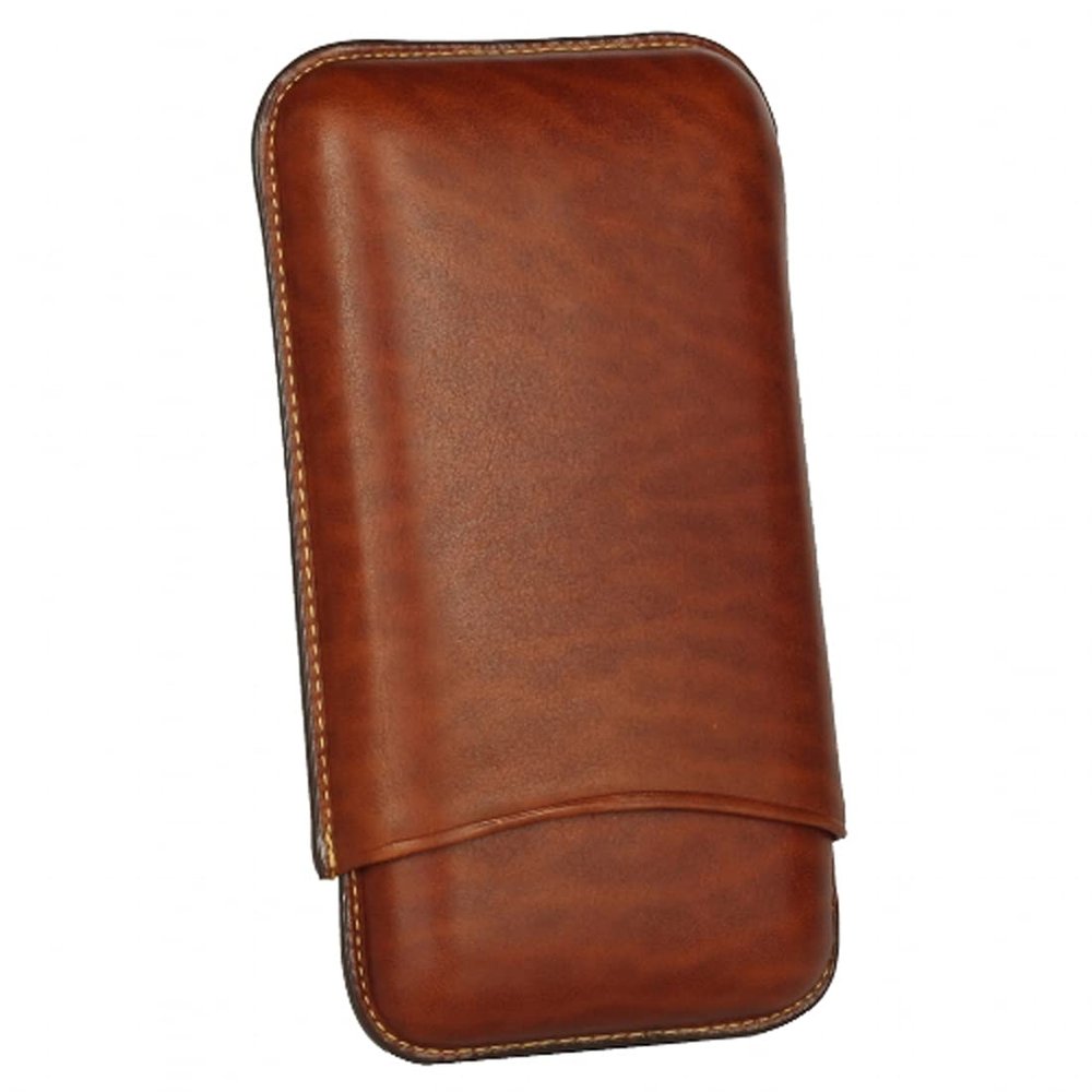 Martin Wess Leather Cigar Case for 3 Cigars in Robusto Format Natural