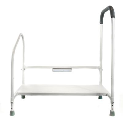 step2bed XL - Bedside Step Stool Bed Climbing Aid for Elderly & Handicapped LED Light Guided Rails Adjustable Height, Portable Fall Prevention Aid Stainless Steel 800 lb Capacity