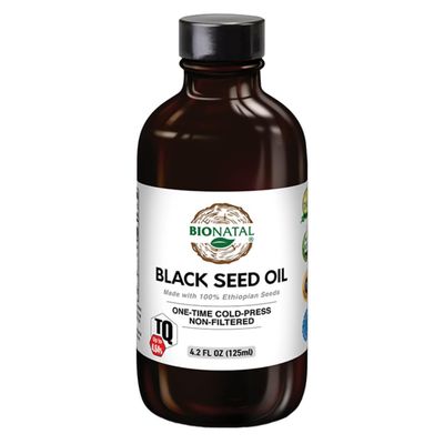 BioNatal Ethiopian Black Seed Oil 4.2oz Glass Cold Pressed Nigella Sativa Producing Black Cumin Seed Oil, Unrefined & Non-Filtered, High TQ Up to 4.64%  Supports Immune System, Digestion & Joints