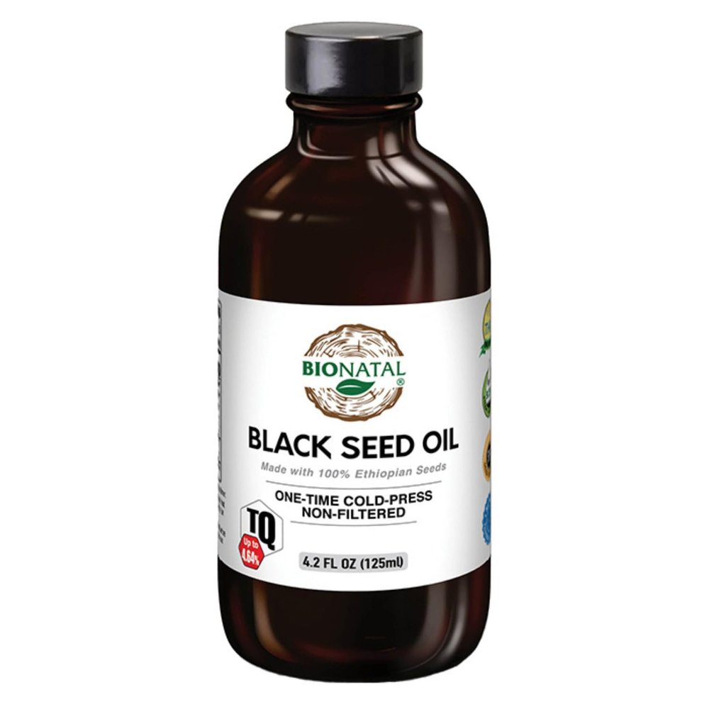 BioNatal Ethiopian Black Seed Oil 4.2oz Glass Cold Pressed Nigella Sativa Producing Black Cumin Seed Oil, Unrefined & Non-Filtered, High TQ Up to 4.64%  Supports Immune System, Digestion & Joints