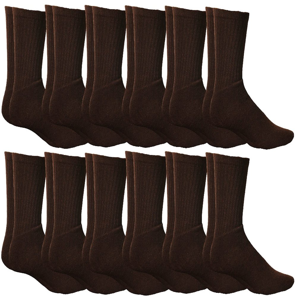 12 Pairs of Yacht & Smith Men's Value Pack of Ring Spun Cotton Crew Diabetic, Nephropathy Socks
