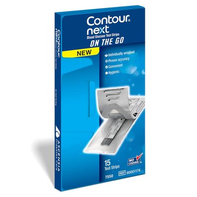Contour Next Blood Glucose Test Strips for Diabetes  15 Ct (1 Pack)  Accurate, No Coding, Second-Chance Sampling, Easy Blood Sugar Testing Strips On the Go, Works with All Contour Next Meters