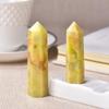 1pc Natural Crystal Point Flower Jade Obelisk Quartz Wand Yellow Ornament for Home Decor Energy Stone Pyramid Gift-Flower Jade_50-60mm view 2