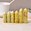 1pc Natural Crystal Point Flower Jade Obelisk Quartz Wand Yellow Ornament for Home Decor Energy Stone Pyramid Gift-Flower Jade_50-60mm view 3