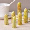 1pc Natural Crystal Point Flower Jade Obelisk Quartz Wand Yellow Ornament for Home Decor Energy Stone Pyramid Gift-Flower Jade_50-60mm view 4