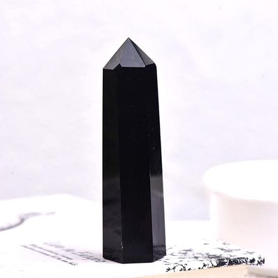 1PC Natural Crystal Column Quartz Rock Mineral Specimen Crystal Point Quartz Rainbow Wand Home DecorEnergy Stone-Obsidian_70-80mm