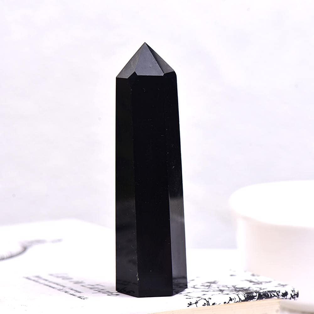 1PC Natural Crystal Column Quartz Rock Mineral Specimen Crystal Point Quartz Rainbow Wand Home DecorEnergy Stone-Obsidian_70-80mm