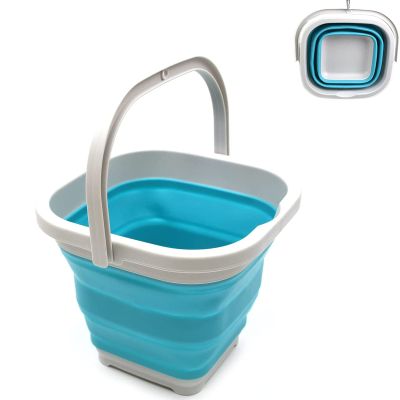Collapsible Bucket Mini Plastic Water Bucket Portable Mop Bucket Foldable Square Fishing Bucket 2.6L/0.68 Gallon Household Cleaning Bucket for Home Kitchen Travel Fishing Space Saving 1Pcs, Blue
