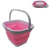 10L(2.6 gallon)Collapsible Dish Tub -Portable Dish Washing Tub -Foldable Hand Basket Space Saving Kitchen Storage Tray -for Dishware Cleaning Basin Wash Basin Outdoor Fishing Bucket 1Pcs No-Leak,Pink view 1
