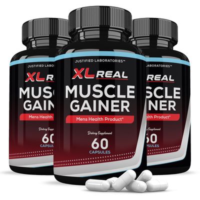 (3 Pack) XL Real Muscle Gainer Advanced Men's Heath Formula 60 Capsules