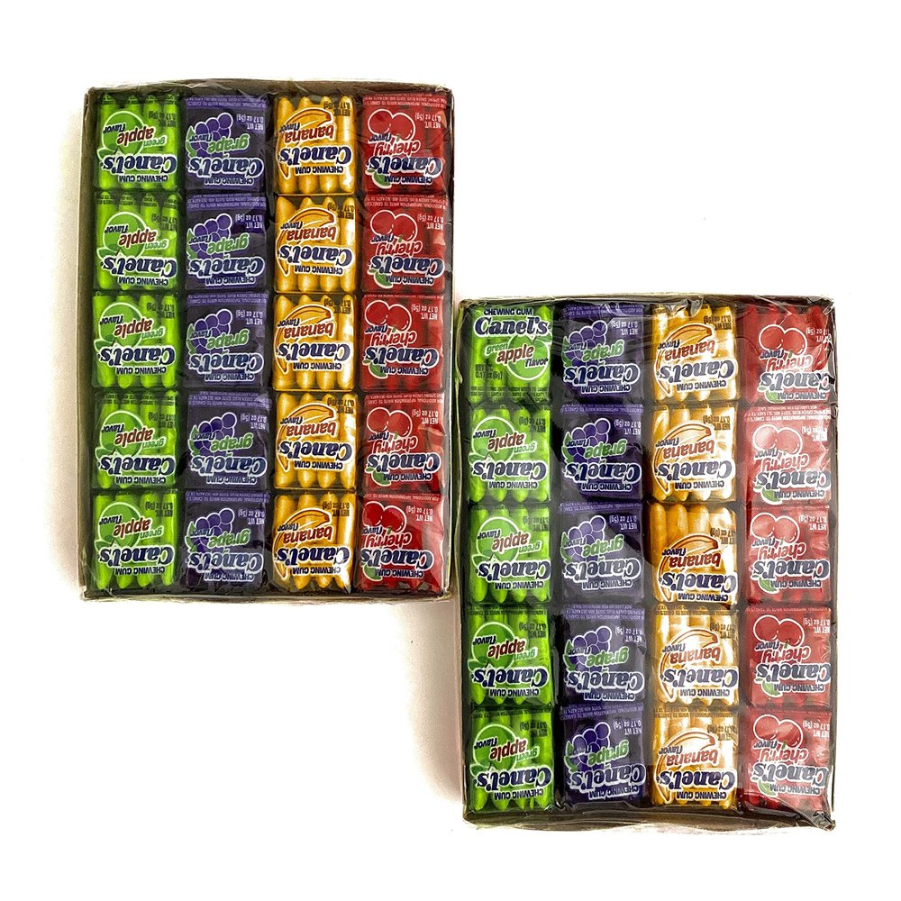 Assorted Fruit Flavors Chewing Gum, 4 pc, 20 count / 2 Pack 160pc Cherry Apple Grape Banana