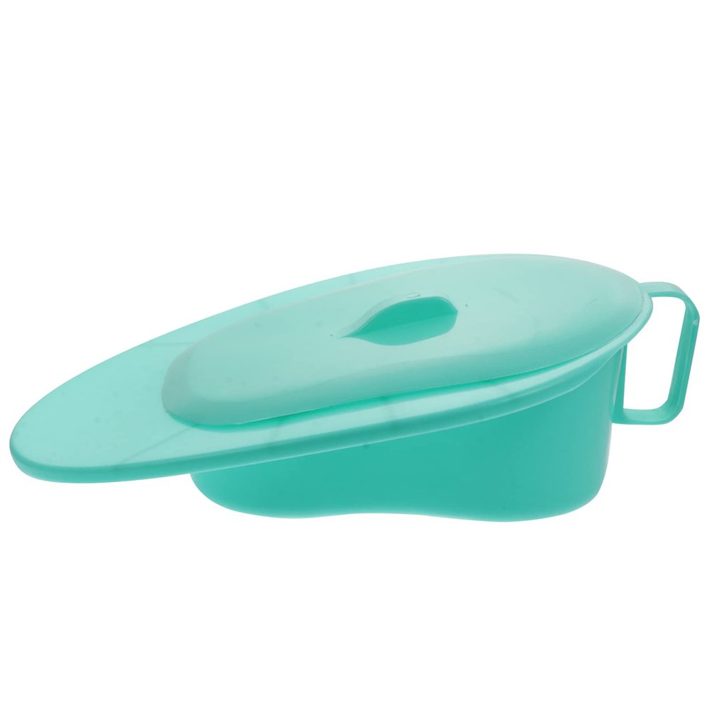 Bedpan with Lid and Handle Women Men Elderly Bedpan for Bedridden Patient Hospital Home Green