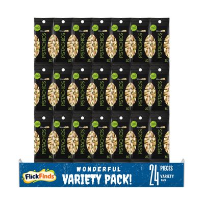 WondrfuI Roasted & Salted Pistachios Individually Wrapped 1.5 oz Packs, On-the-Go Snacks, Protein-Packed, Healthy Snack, 24 Count