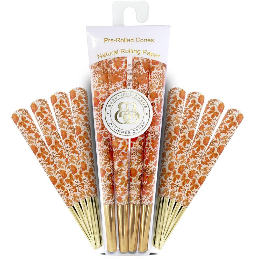 Beautiful Burns, Orange Opulence Pre-Rolled Cones - 8 Pack of Pre Roll Cone Shells
