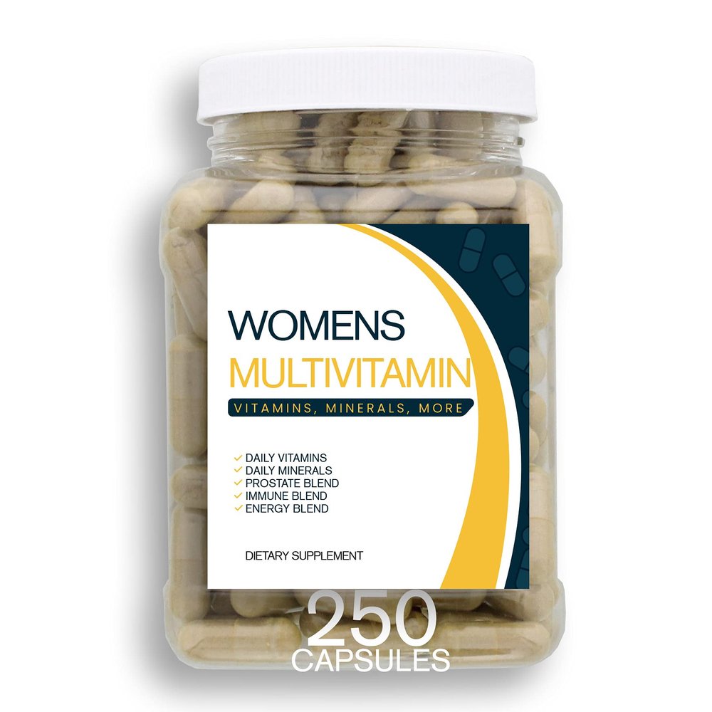 Bulk Buy Multivitamin & Women's Health Blend - 250CT Tub - Providing Daily Serving of Vitamins, Minerals, Womens Health, Antioxidants & Energy in a Clear Square Grip Jar