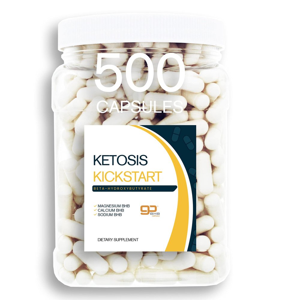 Bulk Buy Ketosis Kickstart - 500 CT beta-hydroxybutyrate Salts for Ketogenic Diet in a Clear Square Grip Jar