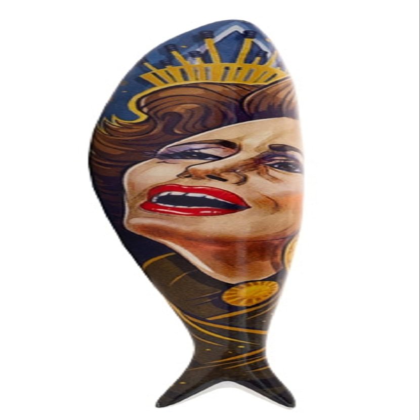 Bordallo Pinheiro + Sardine + Amlia Forever (1920-2020) by Ana Gomes + H 1" W 7" L 1" + Multicolor