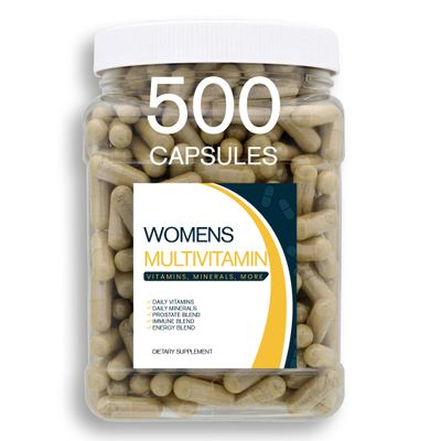 Bulk Buy Multivitamin & Women's Health Blend - 500CT Tub - Providing Daily Serving of Vitamins, Minerals, Womens Health, Antioxidants & Energy in a Clear Square Grip Jar