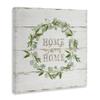 Stupell Industries Sweet Home Greeting Eucalyptus Wreath Rustic Plank Pattern Canvas Wall Art, 17 x 17, Beige view 3