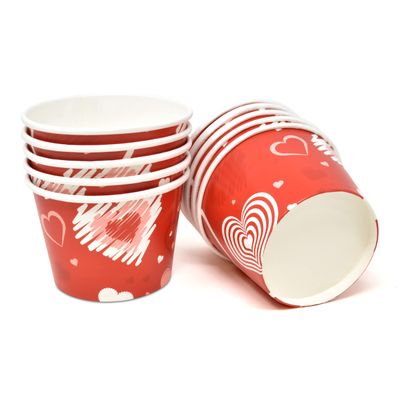 Gift Boutique 48 Count Valentine's Day Treat Snack Cups 10 Oz. Disposable Paper Cup Dessert Ice Cream Bowl Pink Red White Holiday Hearts Design For Frozen Treats Cupcakes Party Favor Supplies Decor