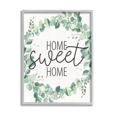 Stupell Industries Home Sweet Home Greeting Green Plant Eucalyptus Wreath