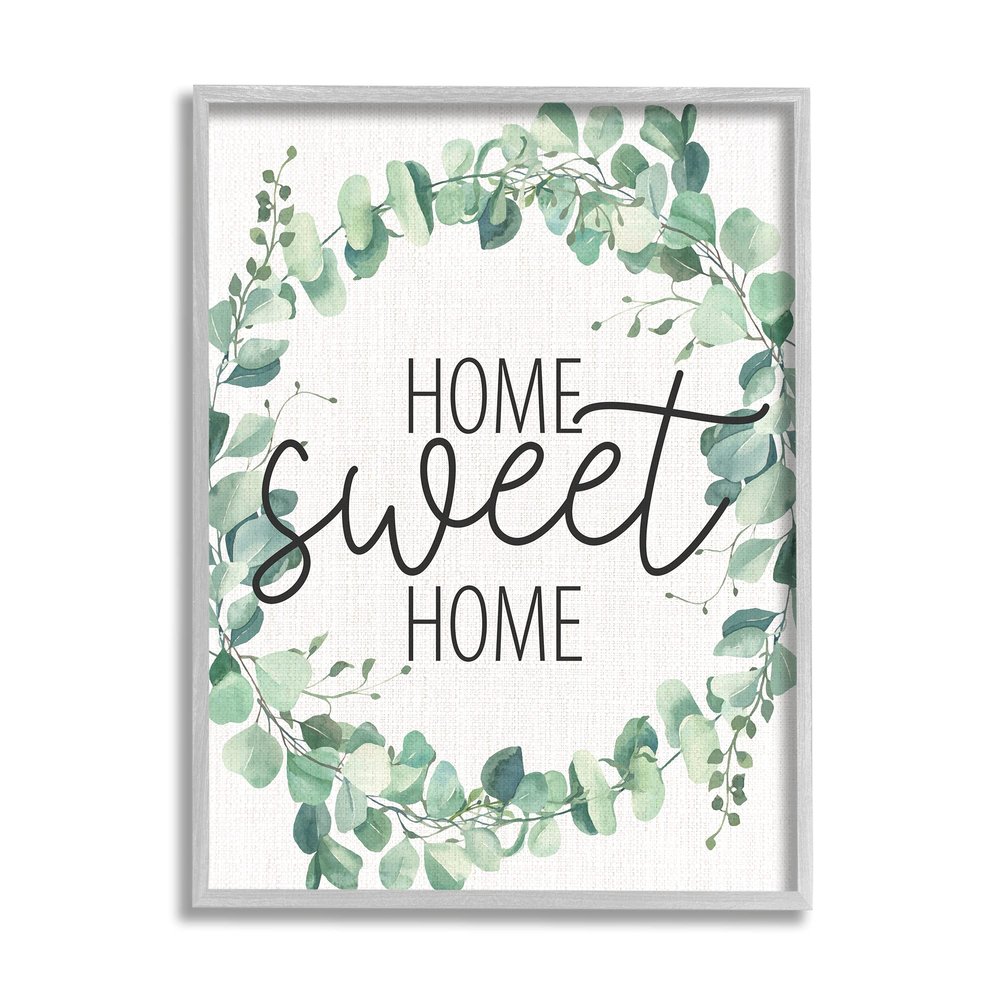 Stupell Industries Home Sweet Home Greeting Green Plant Eucalyptus Wreath