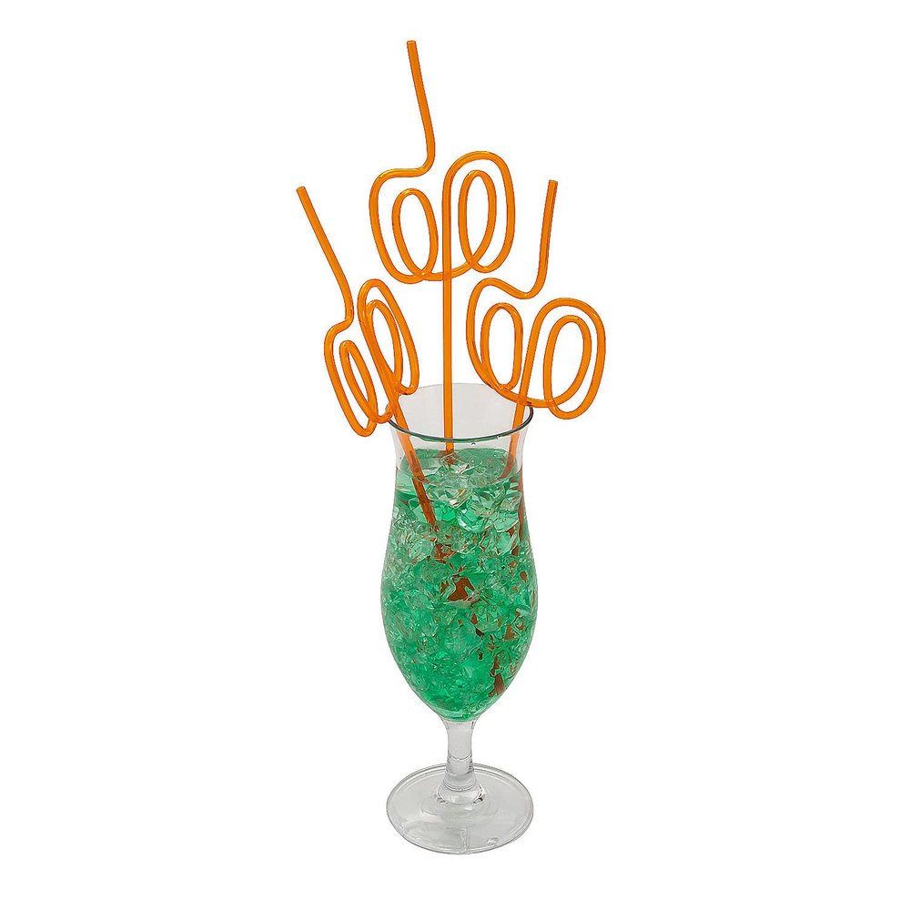 Fun Express 12 Pieces Pumpkin Silly Straws, BPA Free Plastic, Reusable for Fall and Halloween Party Supplies, Orange