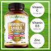 9-in-1 Immune Support Vitamin C (1000mg), Vitamin D3 (5000 IU), Zinc(22mg) with Elderberry, Turmeric, Echinacea, Ginger, Garlic and Pre+Pro-Biotic per Serving (120 caps per Bottle - 2 Month Supply) view 2