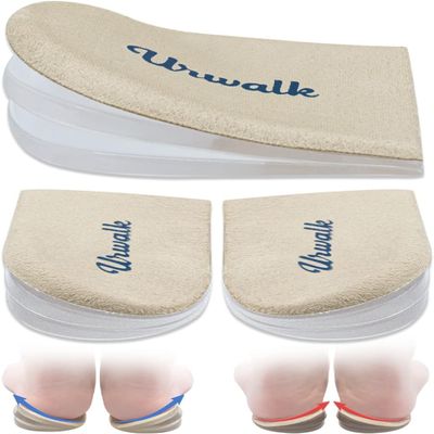 Urwalk 3 Layers Adjustable Supination & Over-Pronation Corrective Shoe Inserts, Medial & Lateral Heel Wedge Insoles for Foot Alignment, Knee Pain, Bow Legs, Osteoarthritis (Beige - Large)