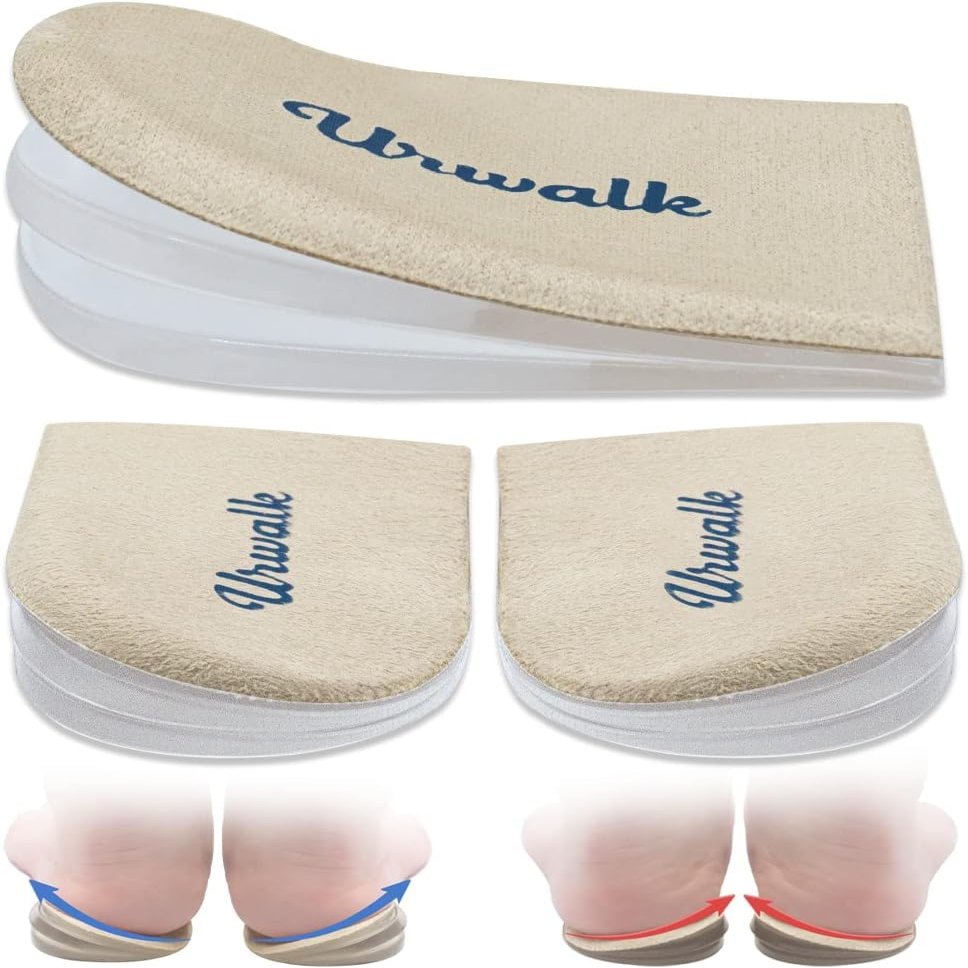 Urwalk 3 Layers Adjustable Supination & Over-Pronation Corrective Shoe Inserts, Medial & Lateral Heel Wedge Insoles for Foot Alignment, Knee Pain, Bow Legs, Osteoarthritis (Beige - Large)