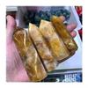 1pc natual Gemstone Crystal Stones Yellow Healer Quartz Point Wand Tower 80-90mm for Home Decoration view 1