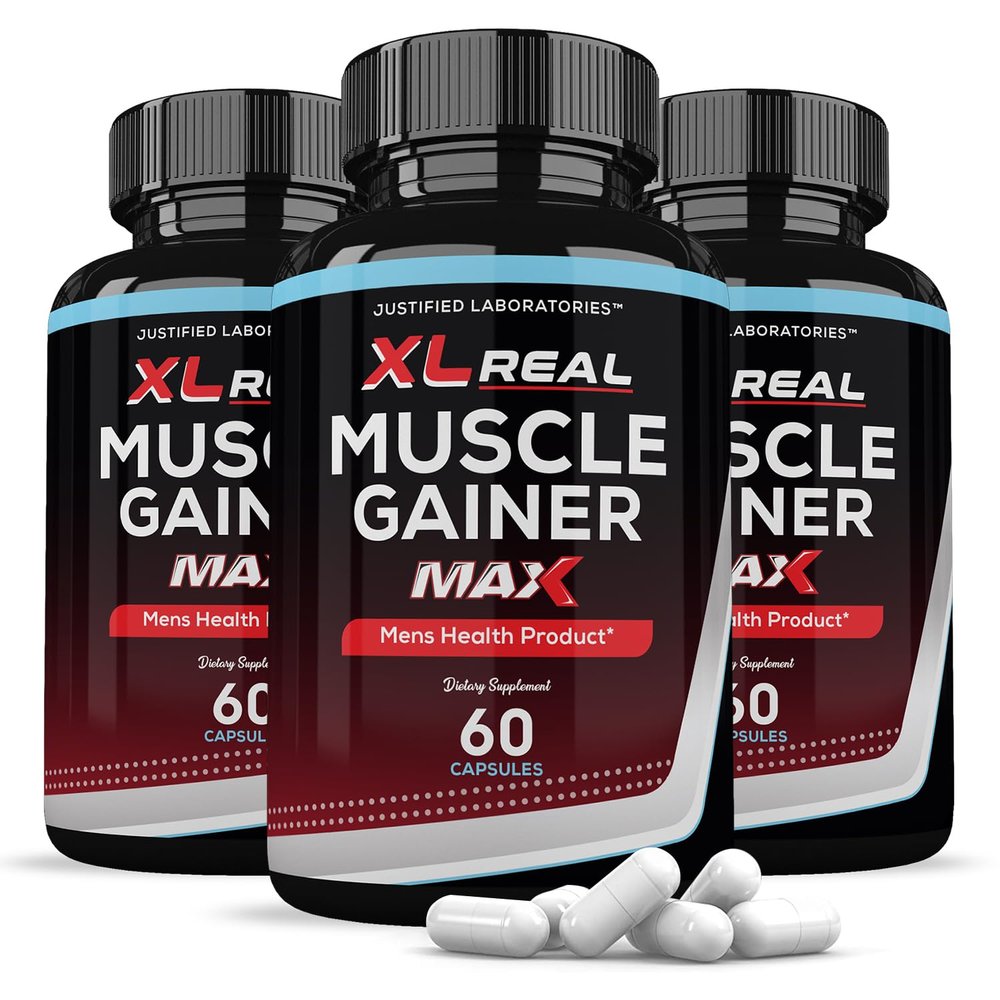 (3 Pack) XL Real Muscle Gainer Max 1600MG Advanced Men's Heath Formula 180 Capsules